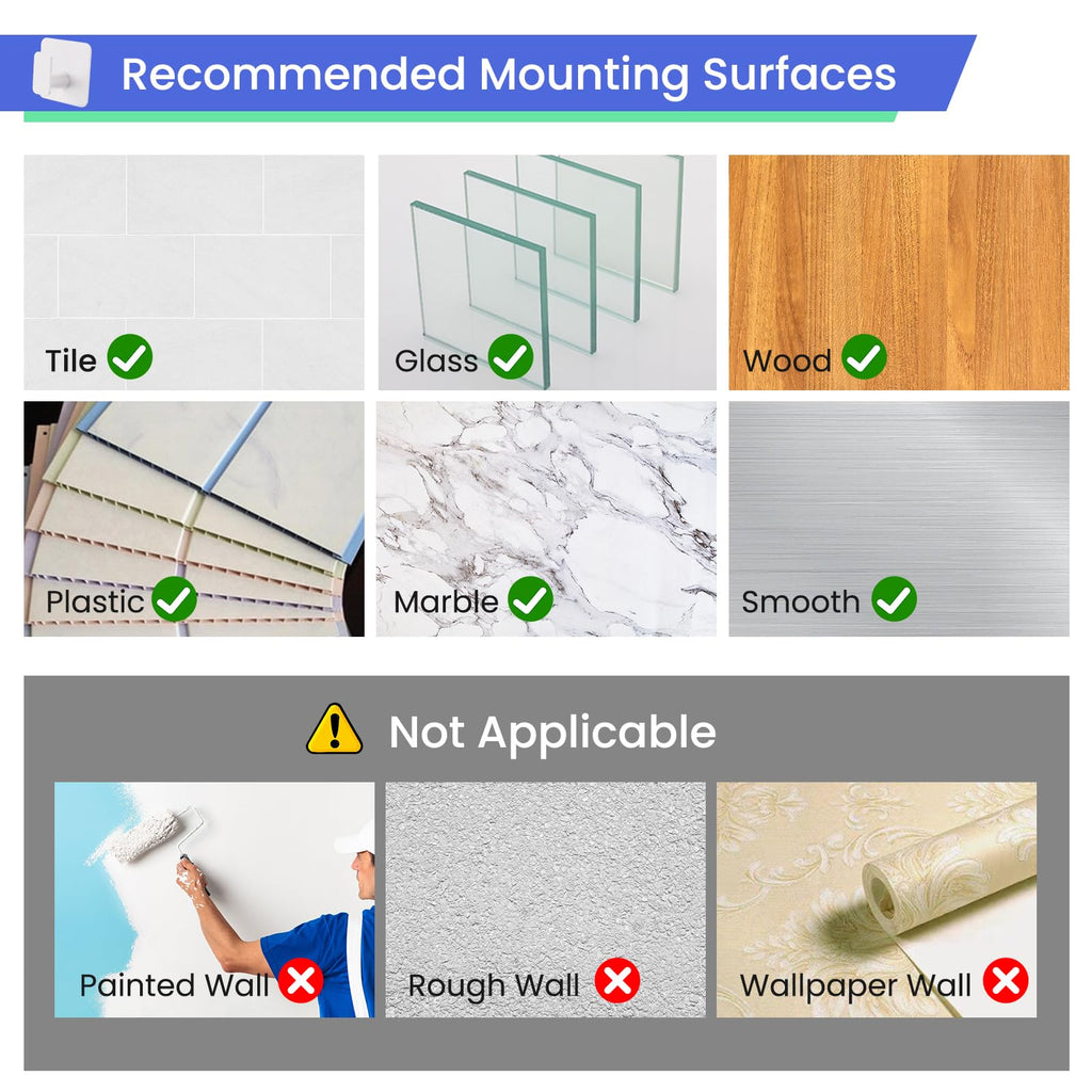 White Hooks for Hanging Heavy Duty, Adhesive Hooks for Shower, Bathroom, Kitchen, Robe, Towel, Coat, Waterproof &