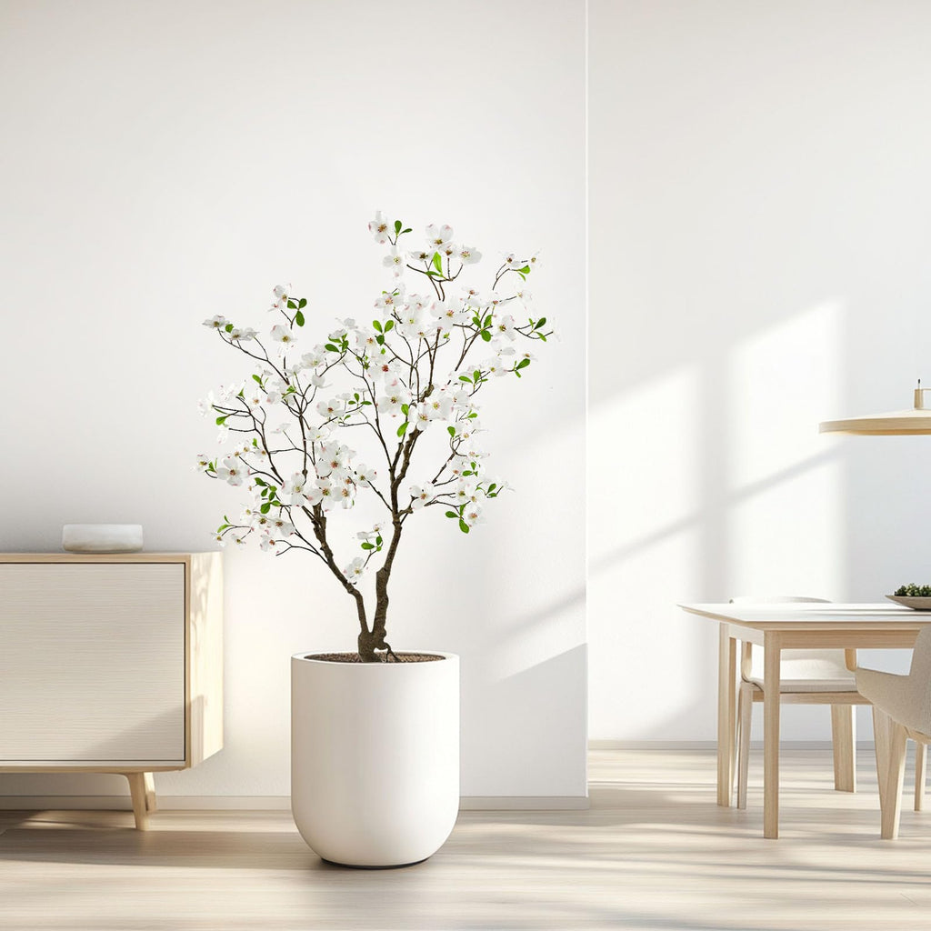 5ft Artificial White Dogwood Potted Flowering Tree