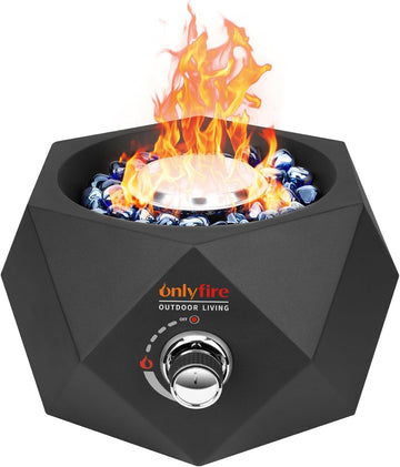 14” Modern Tabletop Fire Pit for Table with Umbrella Hole, Portable Gas Firepit for 1lb Propane Gas