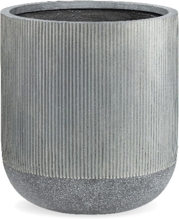 18.7" H x 16.9" D Premium Radius Fiberstone Planter - Charcoal | 15" Pot Opening, Ribbed, Included 2 Extra Coco Mats