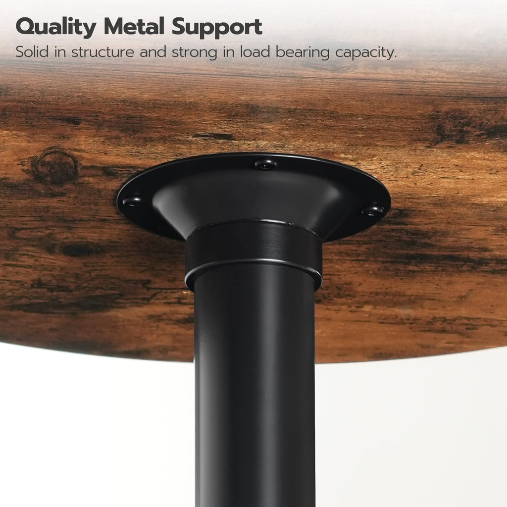Round Bar Table, 35" Tall Pub Table, Cocktail Table with Base for Narrow Space, Bar Height Table, Easy to Assemble
