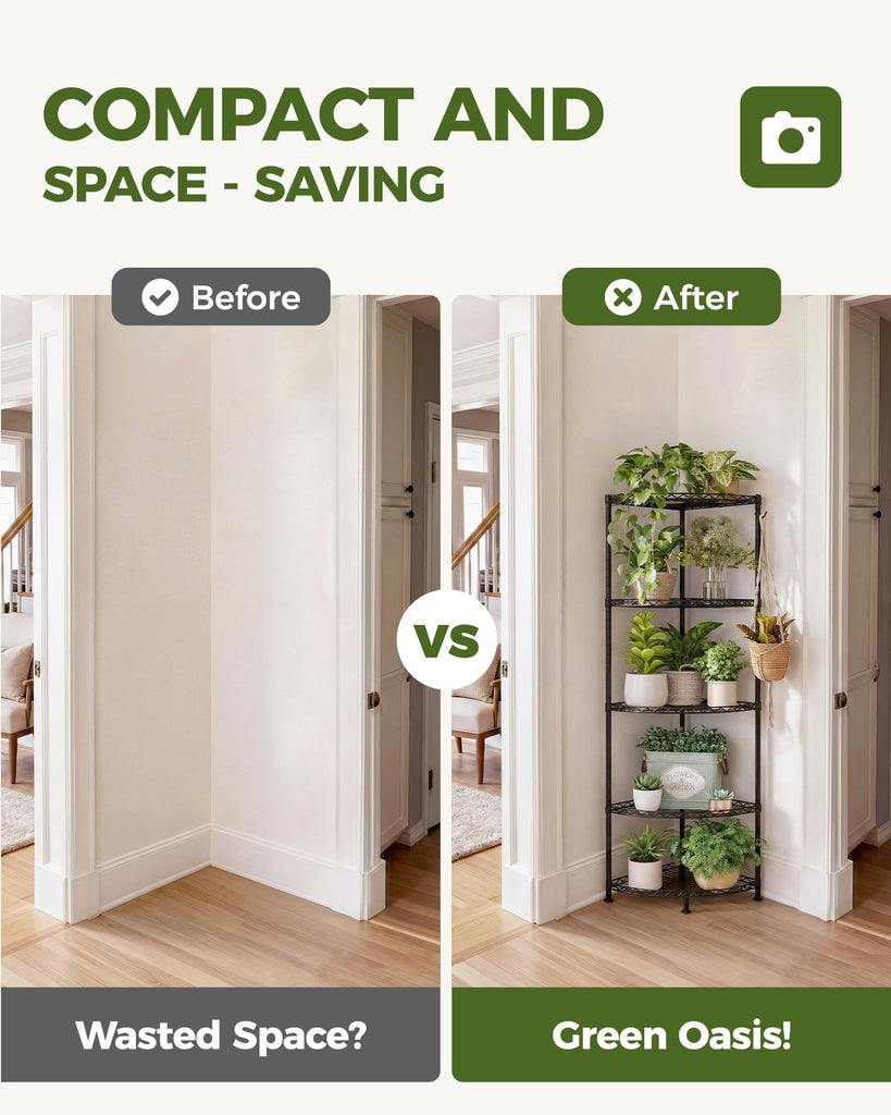 Corner Shelf 5 Tier Stand, Black