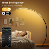 RGB Floor Lamp with 3 Color Temperatures, Ultra Bright 1800LM Smart Arc LED Floor Lamp with Remote Control, Music Sync