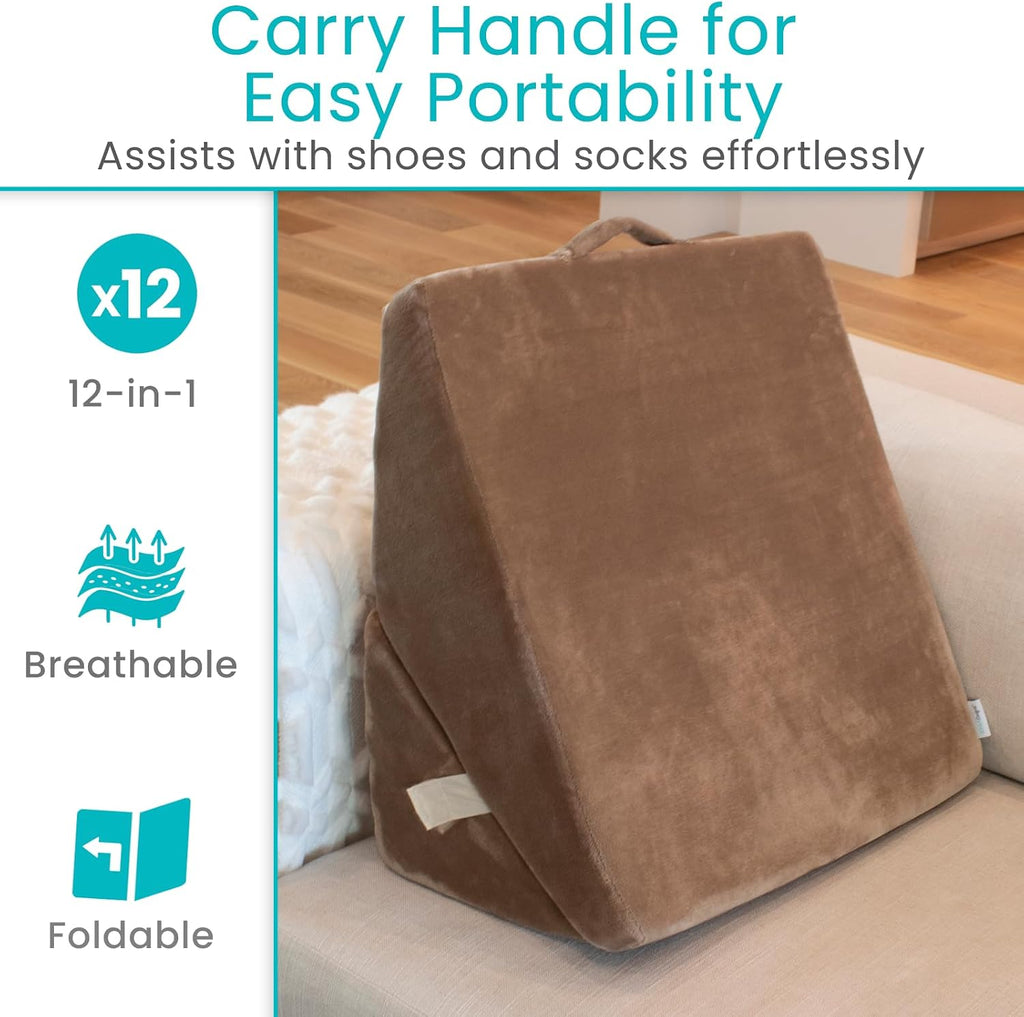 Bed Wedge Pillow for Sleeping - 12n1 For After Surgery, Sleep Apnea, Acid Reflux Relief - Headboard, Sit Up Triangle