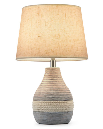 13" H Small Rechargeable Cordless Ceramic Table Lamp, Coastal