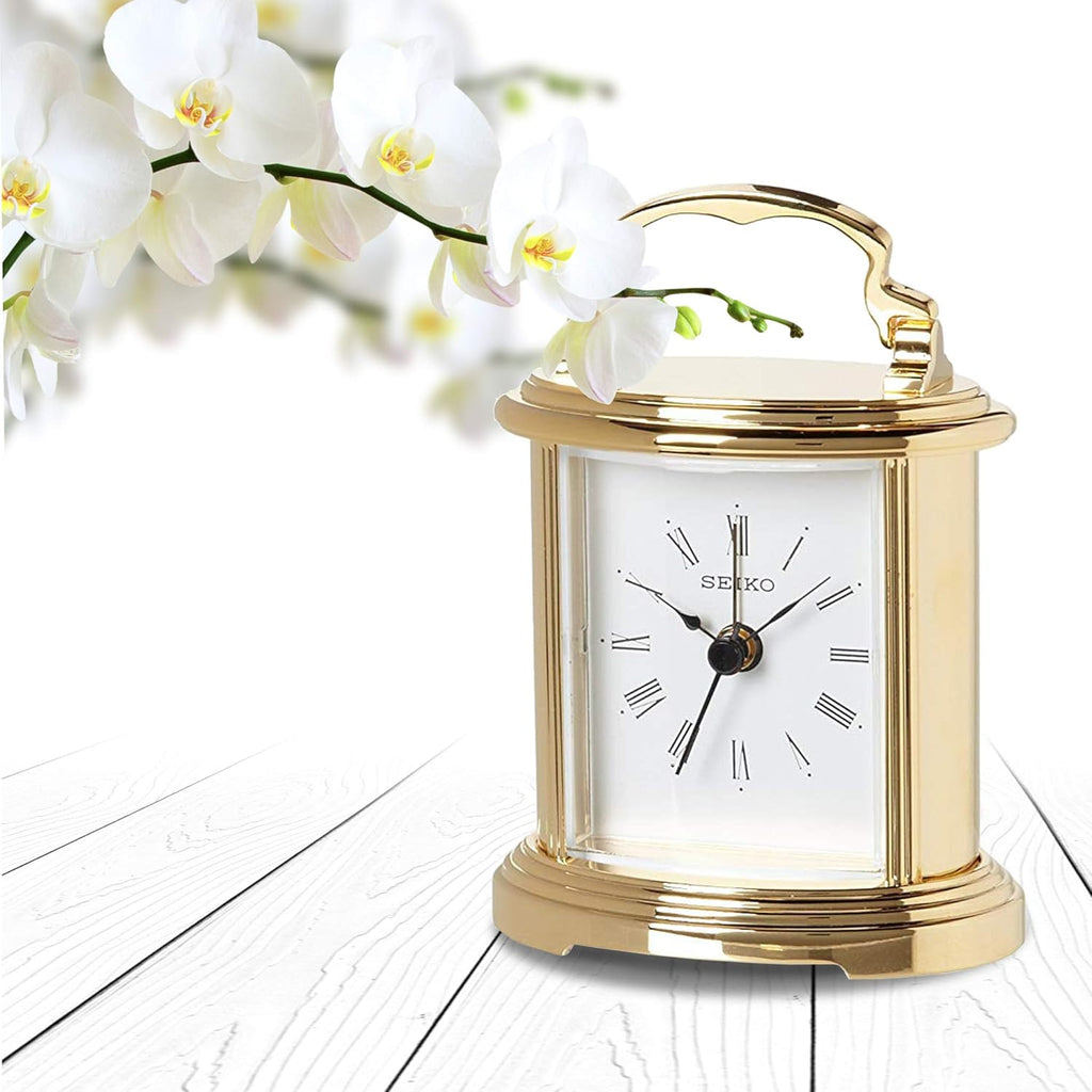Gold Alloy Bedroom Alarm Carriage Clock, 4.3 x 3 Inches
