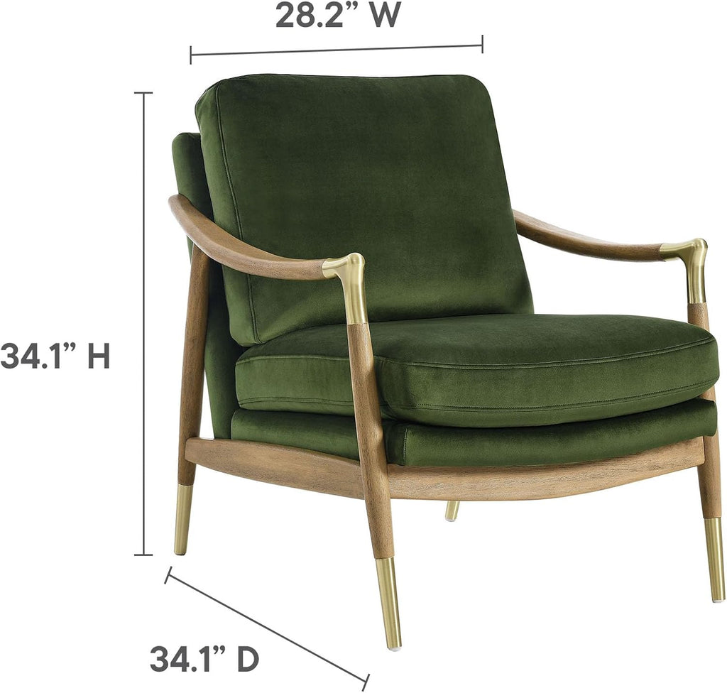 Langford Stain-Resistant Performance Velvet Armchair - Mid Century Modern Velvet Chair with Wood Frame - Upholstered