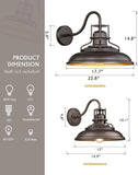 Outdoor Barn Light Fixture, 12" Oil Rubbed Bronze Exterior Lighting Fixtures, Vintage Farmhouse Outdoor Light Fixture