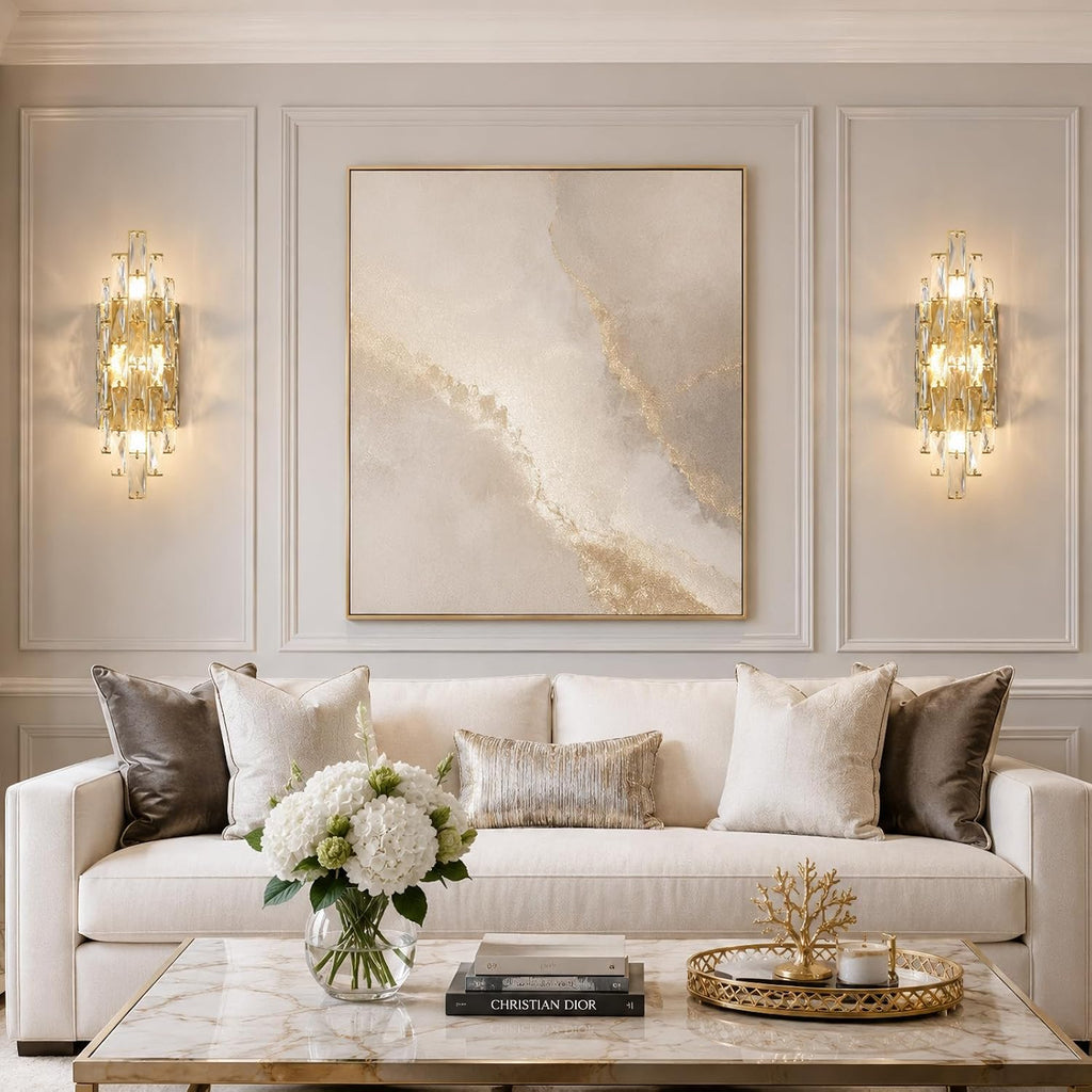 Crystal Wall Sconces Modern Gold Luxury Sconce Wall Light Fixtures Mid-Century Elegant Bling Wall Lamp for Living