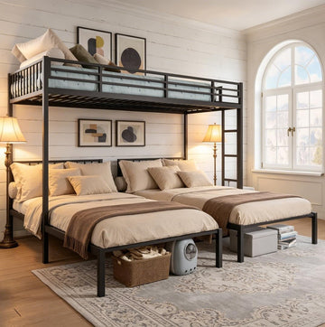 Twin Triple Bunk Bed for Kids, Teens,Adults, Metal Twin XL Bunk Beds for 3, 3 bunk Bed for 3 Kids, Adults（Heavy Metal