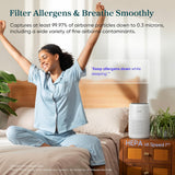 Air Purifiers for Bedroom Home Dorm, AHAM VERIFIDE, 3-in-1 Filter Cleaner With Aroma Pad, Filters Sm