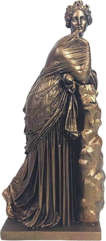 Polyhymnia Muse of Sacred Poetry Alabaster Statue Classical Greek Bronze Finish Sculpture