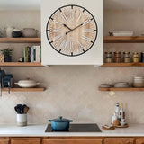 24 Inch Grand Farmhouse Wall Clock, Vintage-Inspired Wood & Metal Design with Large Etched Numbers