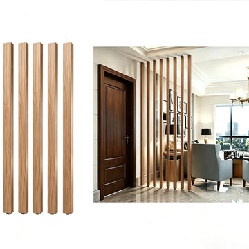 5-Pack No-Drill Wooden Room Divider, 2.3-9.8FT Adjustable, Multi-Color