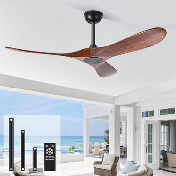 72 inch Ceiling Fan No Light，Indoor Outdoor 3 Blade Wood Ceiling Fans Without Lights for Patios Living Room Bedroom