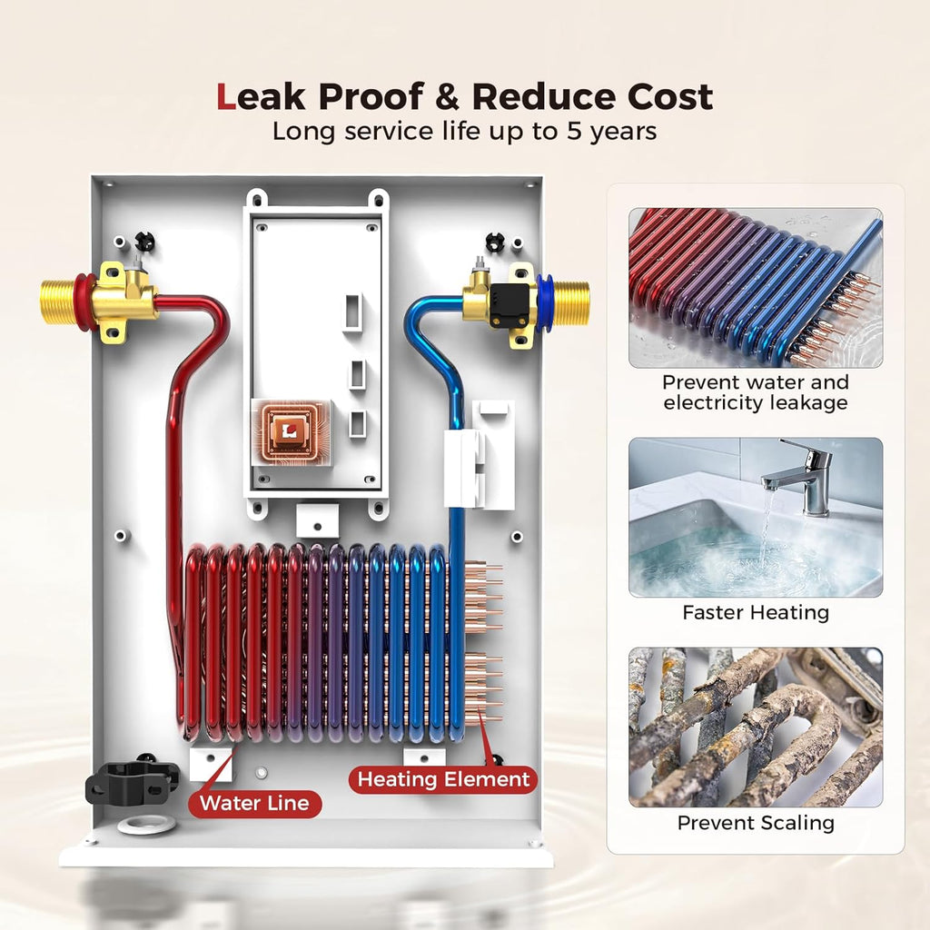 Tankless Water Heater Electric 8kW 240 Volt, On Demand Instant Hot Water Heater with Self-Modulating Save Energy