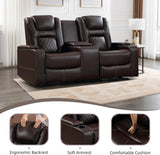 Home Theater Seats, Faux Leather Movie 3 Seat Recliner Sofa with Hidden Arm Storage