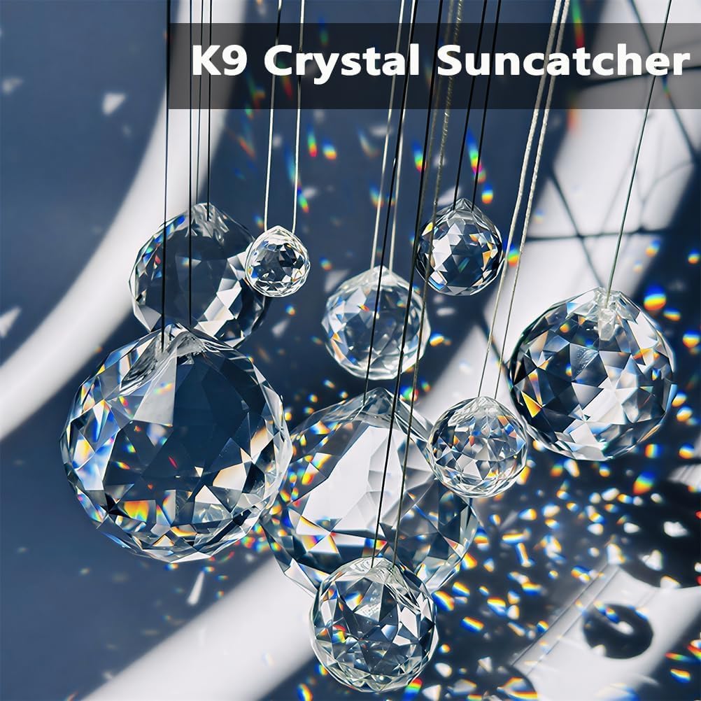 Sun Catcher with Chain & Hook for Easy Hanging - 2 Pack 40mm Rainbow Maker Prism