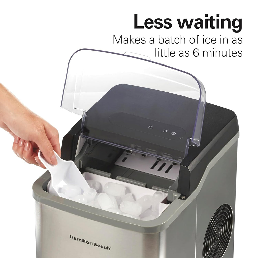 Bullet Countertop Ice Maker Machine, Makes 26 Lbs/Day, 9 Cubes Every 6 Minutes, Self-Clean Function , Makes 2 Sizes