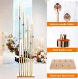 7 Arms Floor Candelabra 46.5'' Floor Candle Holdersr Decor Tall Metal Candlestick Set with Acrylic Lampshades