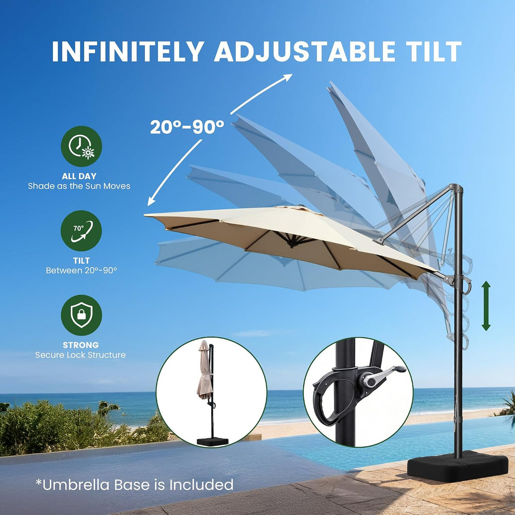 9' x 12' Cantilever Offset Patio Umbrella with Base Included