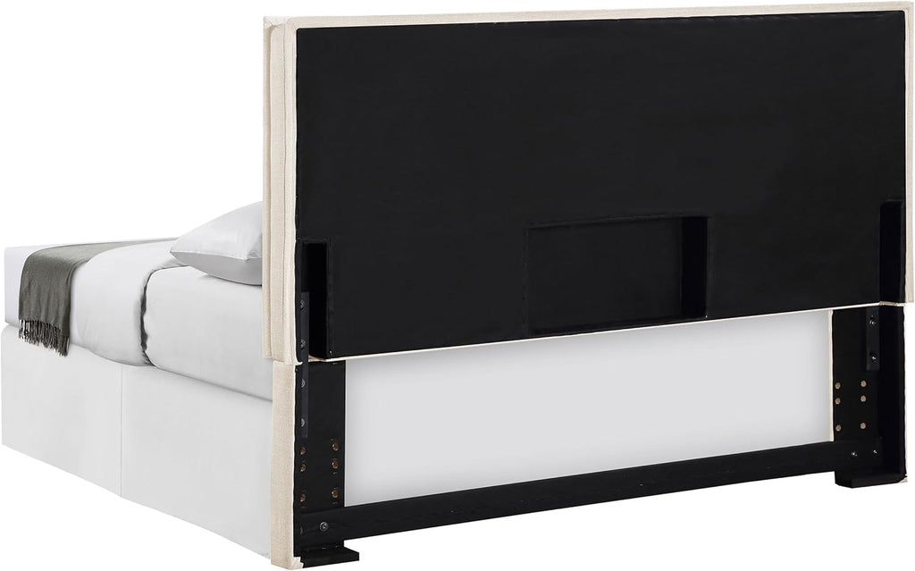 Home Furnishings - Izzy - Wood - Upholstered Panel Headboard with Flange Details, Foam Padding and Contemporary Style