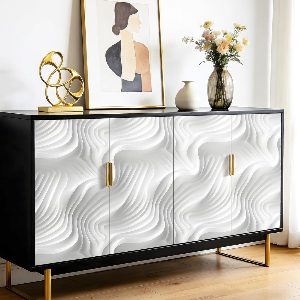 Modern Peel and Stick Wallpaper Grey White Minimalist Wave 3D Effect Wallpaper Self Adhesive Easy Removable Bedroom