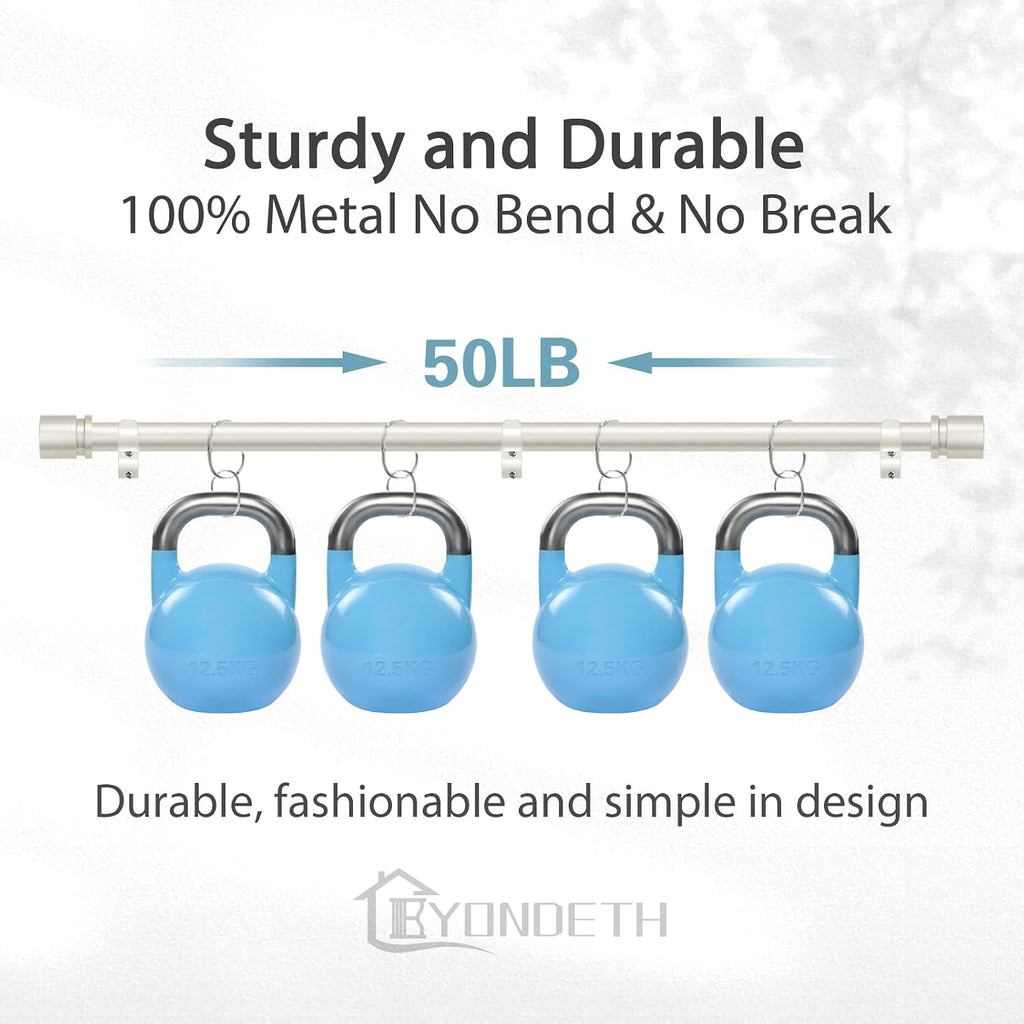 Curtain Rods for Windows 16 to 88 Inches Adjustable Length 1 Inch Diameter Window Curtain Rod with Aluminium End Cap
