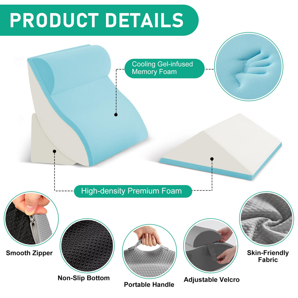 4PCS Wedge Pillow Set for After Surgery, Grey