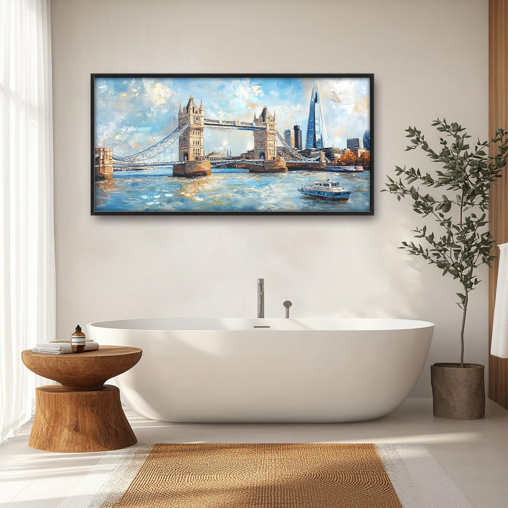 Large Framed London Tower Bridge Wall Decor Canvas Print 60" L x 30" W
