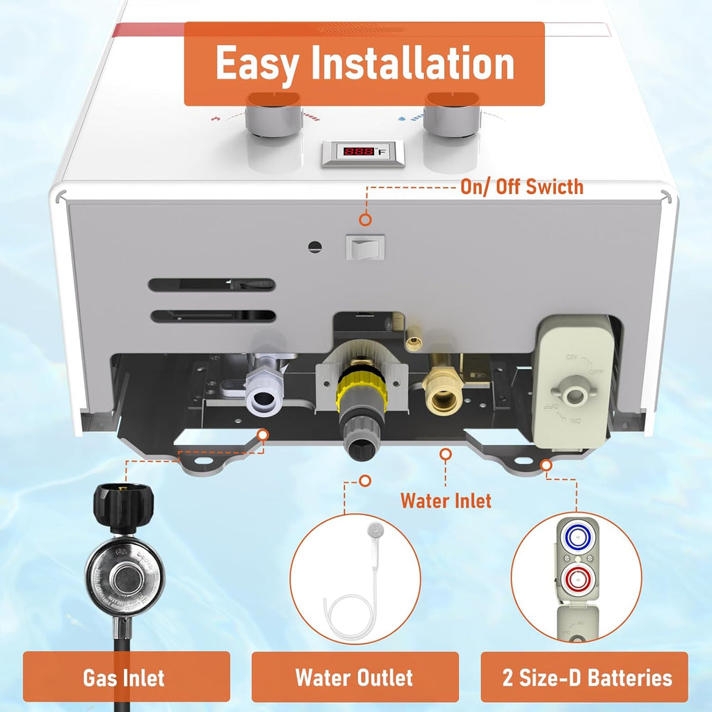 Tankless Propane Water Heater 12L, Portable Instant Gas Hot Water Heater 3.16GPM 81