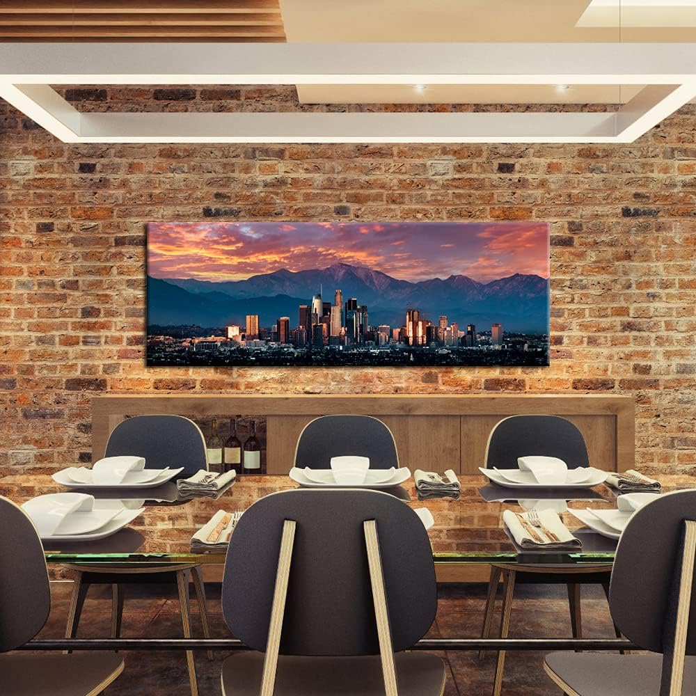 Cityscape Canvas Wall Art California in Sunrise Poster Artwork Canvas Prints USA Famous Landmark Art Wall Decor