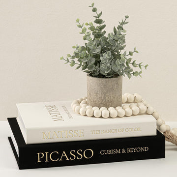 Set of 2 Linen Decorative Books with Hidden Storage - Chic Housewarming & Christmas Gift Idea, Monochrome Faux Book