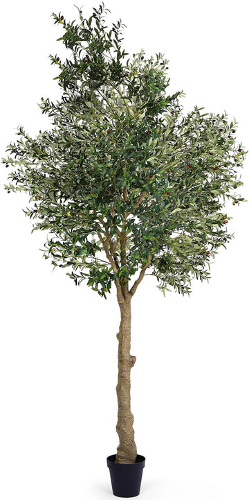 Olive Tree Indoor 10FT, Tall Faux Olive Tree with White Planter