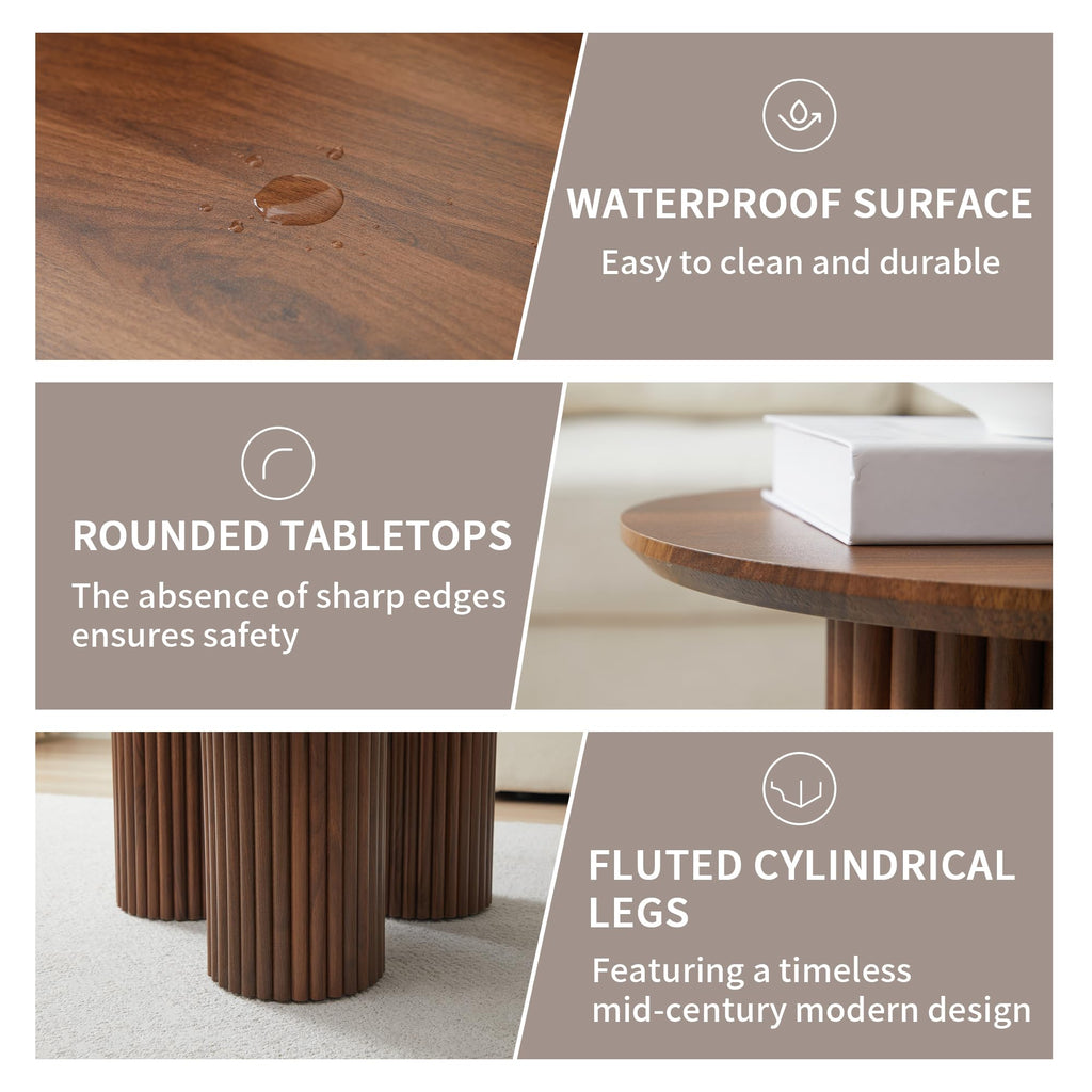 Walnut Round Nesting Coffee Set of 3