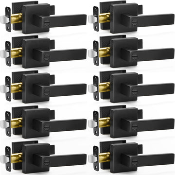 10 Pack Matte Black Door Handles Privacy Door Levers, Keyless Door Knobs