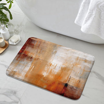 Orange Brown Grey Abstract Bath Rug, Non-Slip Microfiber Soft Plush Modern Bathroom Mat Carpets Floor Mat Kitchen