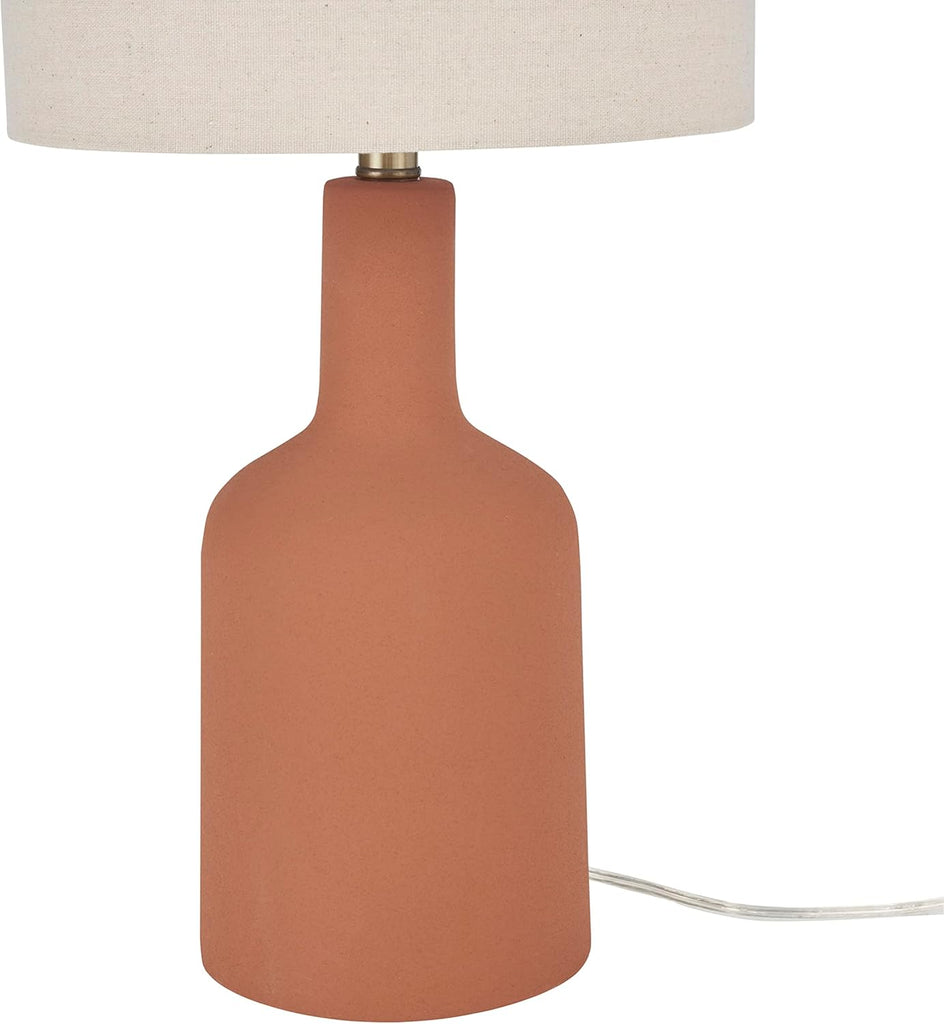 Home 22" Orange Terracotta Ceramic Table Lamp for Modern, Transitional, Bedside Table, Living Room, Dining, Entryway