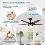 Low Profile Flush Mount Ceiling Fan with Lights - 44IN Modern Indoor/Outdoor Ceiling Fan Light with Remote/APP, Reversible DC Motor with 6 Speeds, Dimming, Brown A101-B0DC2M5QDL