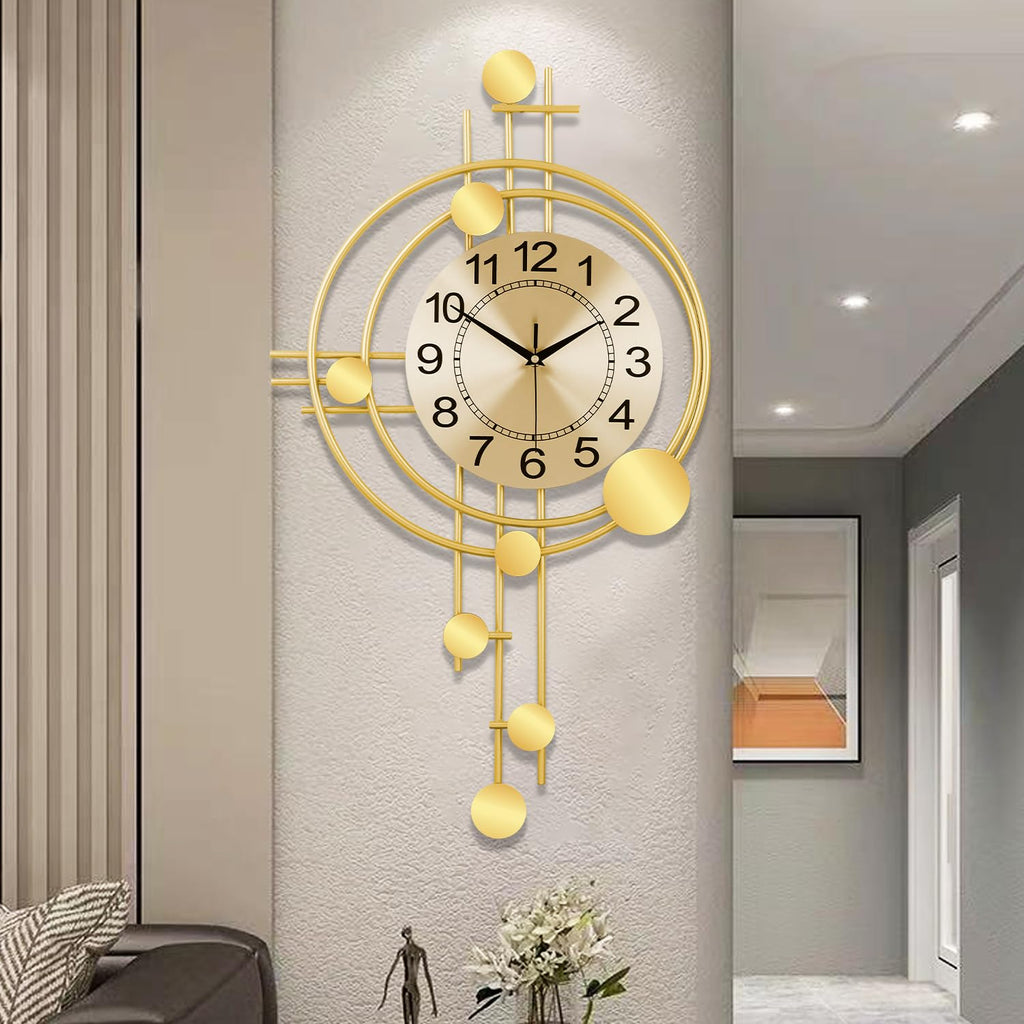 Wall Clock with Pendulum, Silent Non-Ticking Quality Quartz Battery Operated, Round Analog Large Wall Clock Kitchen