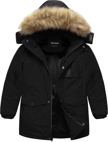 Boy's Med-length Parka Winter Coat Waterproof Outwear Ski Snow Jackets Thick Padded Insulated Windbreaker