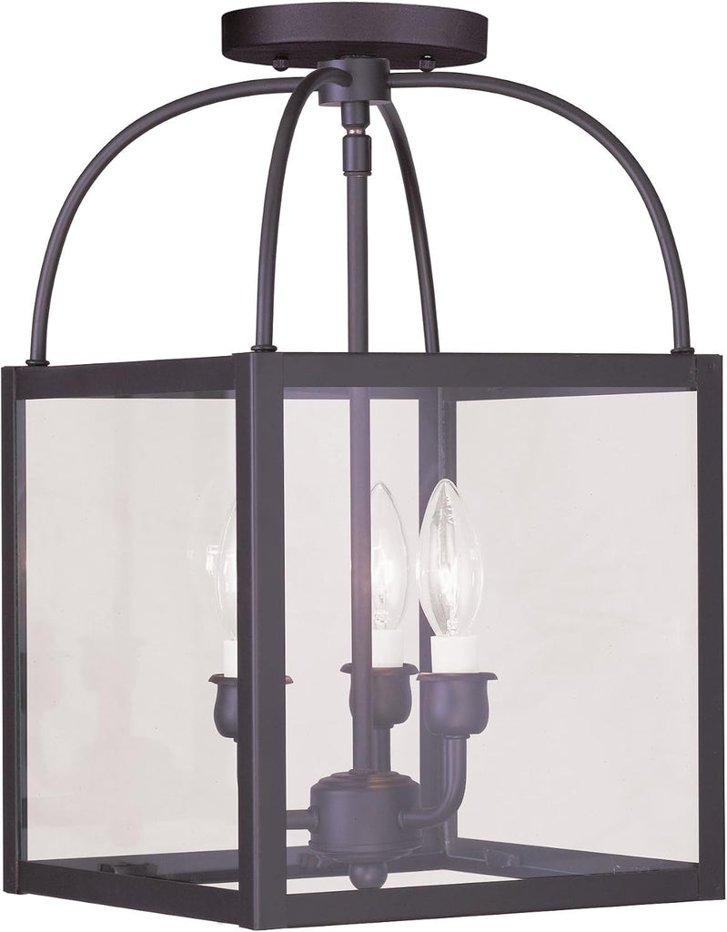 Milford 3-Light Convertible Hanging Lantern/Ceiling Mount, Bronze