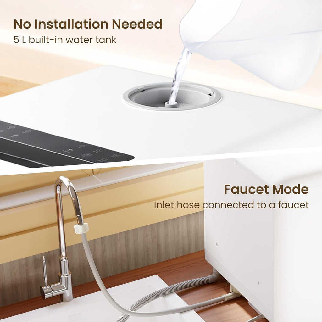 Countertop Dishwasher, 8 Wash Programs NEW Upgraded Model Portable Dishwasher with Child Lock & Delayed Start Function