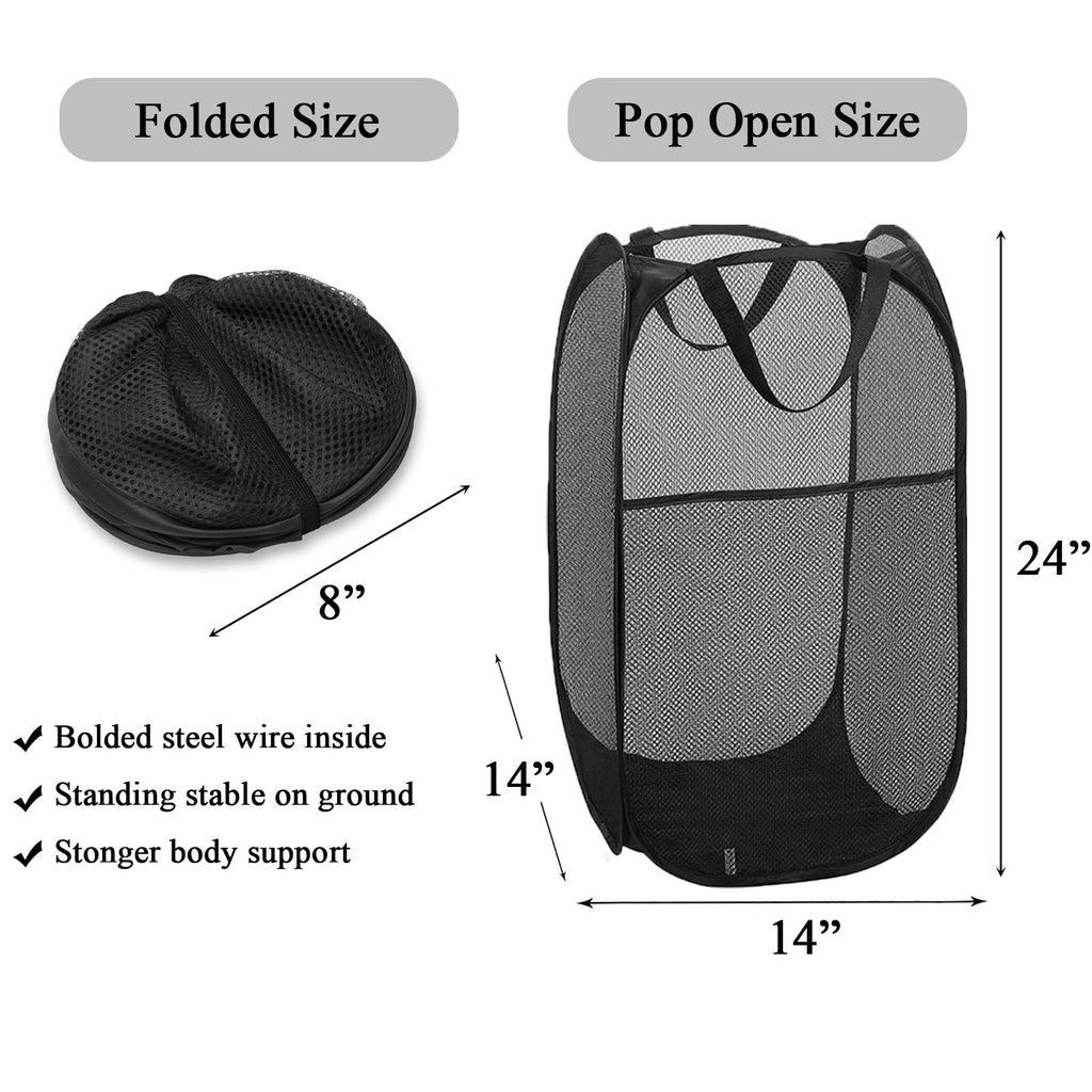 3 Pack Pop Up Laundry Hampers, Collapsible Mesh Laundry Baskets