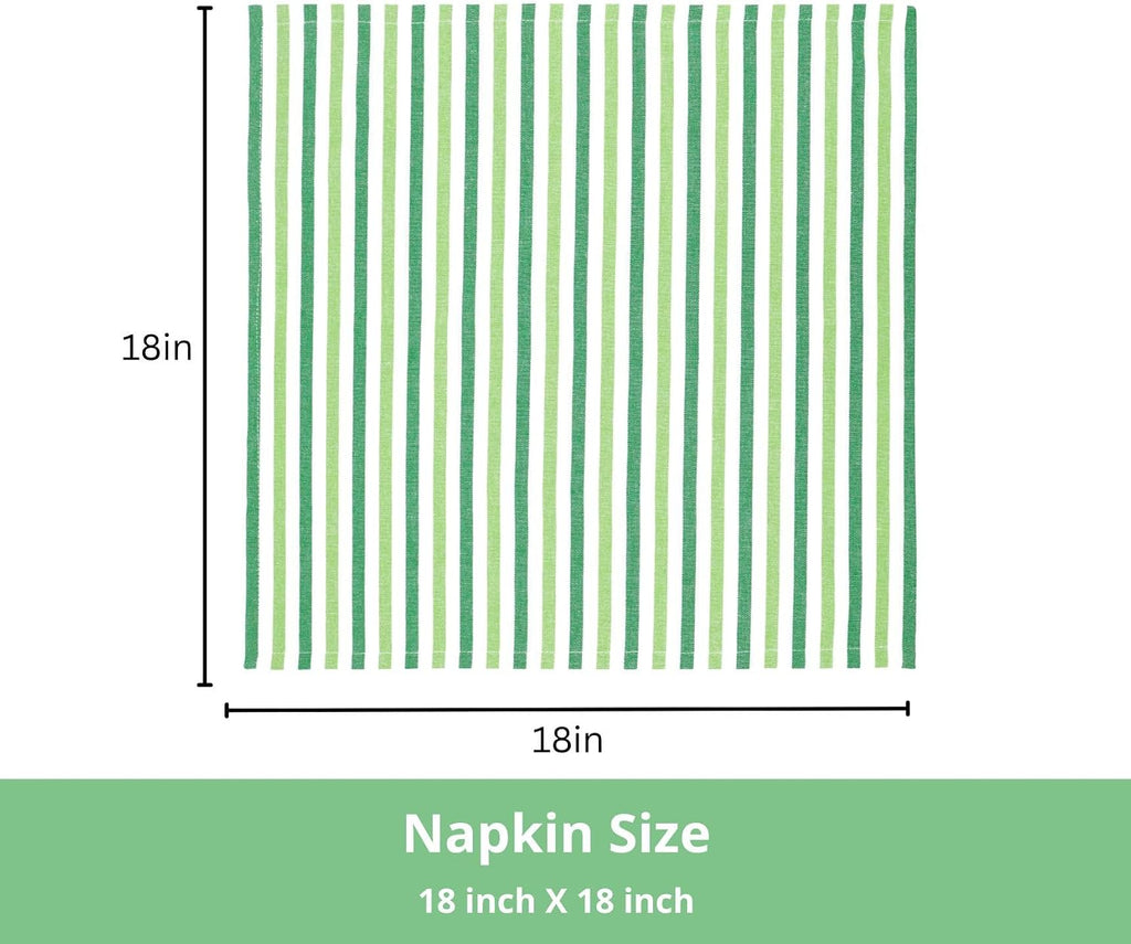 Stripe Cloth Napkins 18x18 Inch - St Patricks Green - Set of 12