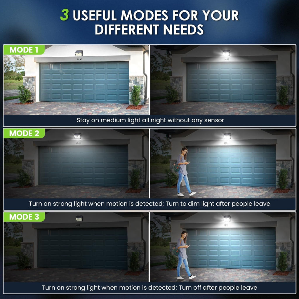 Solar Lights Outdoor [4 Pack/126 LED], Wireless Motion Sensor Lights, IP65 Waterproof Security Lights 3 Modes, 270°