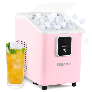 Portable Ice Maker with Scoop & Basket - Ice Maker with LED Control Panel & 1 Quart Water Tank- Ice Cube Maker