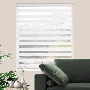 Zebra Blinds for Windows Dual Layer Light Filtering Privacy Free-Stop Sheer Shades Light Control Windows Zebra