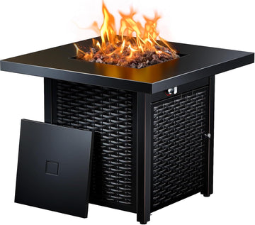 32 Inch Propane Fire Pit, CSA-Listed Outdoor Gas Fire Pits 50,000 BTU Steel Fire Pit Table with Lid