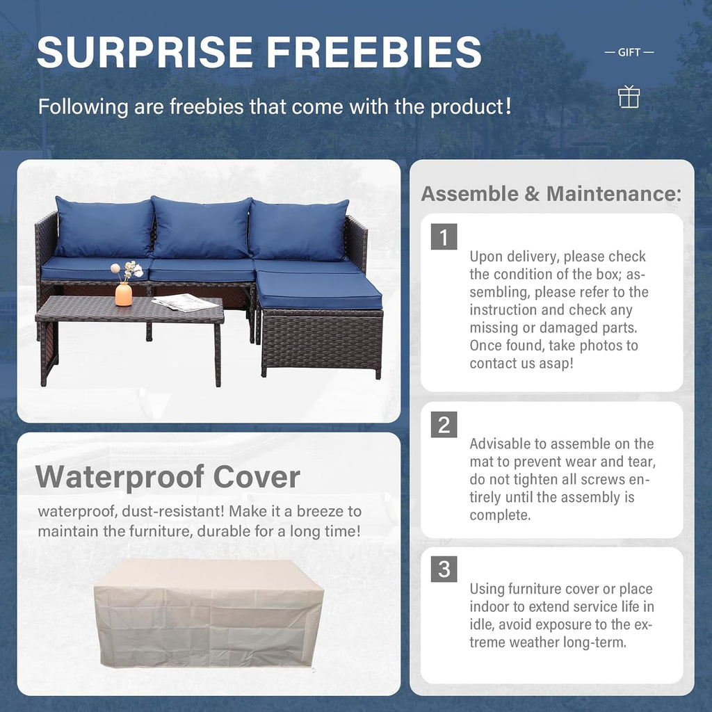 Outdoor Furniture Set 3 Piece Patio Set Patio Conversation Sets Outdoor Sectional Sofa Patio Loveseat Coffee